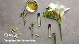  Presentation with perfume - Slide set with beautiful composition with perfume samples on light background background and a gray colored foreground