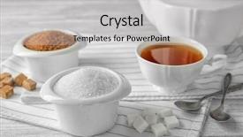  Presentation with sugar - Colorful slide deck enhanced with beautiful composition with sugar on wooden table backdrop and a light gray colored foreground