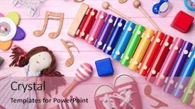  Presentation with xylophone - Beautiful theme featuring beautiful composition with xylophone backdrop and a coral colored foreground