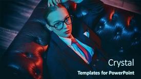  Presentation with luxury fashion - Presentation theme with beautiful-confident-lady-poses background and a navy blue colored foreground