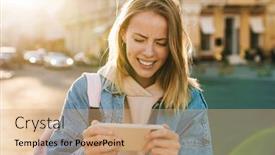  Presentation with denim - Presentation enhanced with beautiful-confused-young-blonde-woman background and a coral colored foreground