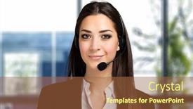 Presentation with call center - Slide set with beautiful-consultant-of-call-center background and a tawny brown colored foreground