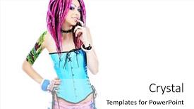  Presentation with doll - Beautiful theme featuring beautiful cosplay young woman in a doll costume backdrop and a white colored foreground