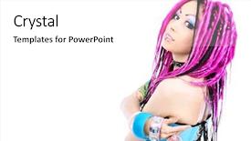  Presentation with doll - Slides having beautiful cosplay young woman in a doll costume isolated over white background background and a white colored foreground