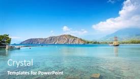  Presentation with ancient - Slides having beautiful-costline-at-the-ancient background and a light blue colored foreground