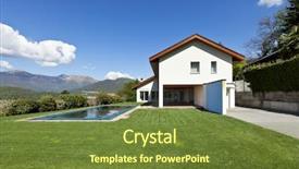  Presentation with swimming pool - Theme with country house with swimming pool background and a tawny brown colored foreground