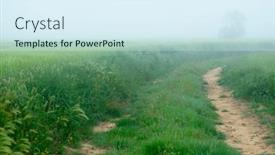  Presentation with country - Audience pleasing presentation theme consisting of beautiful-country-landscape-with-field backdrop and a sky blue colored foreground