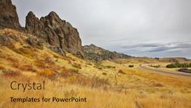 Presentation with montana - PPT theme with beautiful countryside in montana a footpath among meadows background and a gold colored foreground