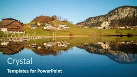  Presentation with beautiful houses - Slide set with beautiful-countryside-landscape-with-traditional background and a ocean colored foreground