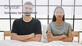  Presentation with despair - Slides enhanced with beautiful-couple-arguing-in-bed and a light gray colored foreground