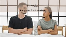  Presentation with despair - Slide set having beautiful-couple-arguing-in-bed and a coral colored foreground