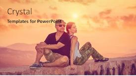  Presentation with married - Presentation featuring beautiful couple enjoying sunset married couple on a date outdoors romantic relationships happy family traveling together in the summer background and a yellow colored foreground