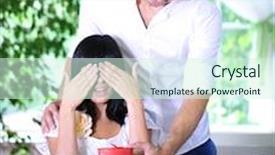  Presentation with dinner - Colorful presentation design enhanced with beautiful-couple-having-romantic-dinner backdrop and a soft green colored foreground