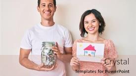  Presentation with house - Audience pleasing PPT layouts consisting of beautiful-couple-holding-holding-house backdrop and a coral colored foreground