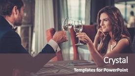  Presentation with restaurant - Slides featuring beautiful couple in a restaurant background and a gray colored foreground