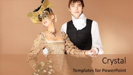  Presentation with medieval - PPT layouts consisting of beautiful couple in medieval background and a coral colored foreground