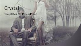  Presentation with scenery - PPT layouts with mystery man - beautiful couple in winter scenery background and a light gray colored foreground