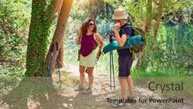  Presentation with trekking - Theme enhanced with beautiful-couple-of-hiker-wearing background and a coral colored foreground