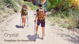  Presentation with trekking - Amazing slide set having beautiful-couple-of-hiker backdrop and a lemonade colored foreground