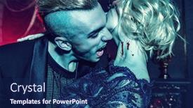  Presentation with vampire - Colorful theme enhanced with beautiful couple of vampires in a dark room bite of a vampire classic style beauty fashion backdrop and a navy blue colored foreground