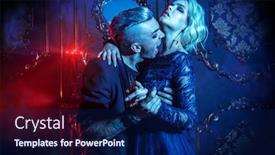  Presentation with classic - Theme having beautiful couple of vampires background and a navy blue colored foreground