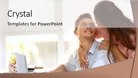  Presentation with internet surfing - Audience pleasing slides consisting of beautiful couple surfing internet on laptop in office backdrop and a sky blue colored foreground