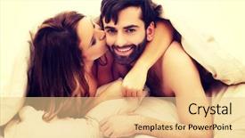  Presentation with bed - Slide deck featuring beautiful couple under the cover in their bed background and a lemonade colored foreground