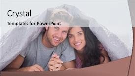  Presentation with quilt - Cool new PPT theme with beautiful couple under the quilt in their bed backdrop and a white colored foreground