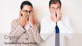  Presentation with business vision - PPT theme having beautiful-couple-wearing-business-clothes background and a soft green colored foreground