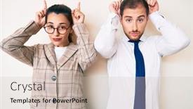  Presentation with clothes - Amazing PPT layouts having beautiful-couple-wearing-business-clothes backdrop and a soft green colored foreground