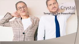  Presentation with clothes - Amazing presentation having beautiful-couple-wearing-business-clothes backdrop and a lemonade colored foreground