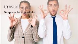  Presentation with clothes - Presentation theme consisting of beautiful-couple-wearing-business-clothes background and a lemonade colored foreground