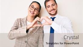  Presentation with romantic love - Slides having beautiful-couple-wearing-business-clothes background and a mint green colored foreground