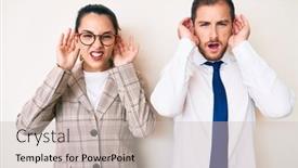  Presentation with deaf - Cool new slides with beautiful-couple-wearing-business-clothes backdrop and a soft green colored foreground