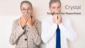  Presentation with scandal - Presentation theme enhanced with beautiful-couple-wearing-business-clothes background and a lemonade colored foreground