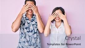  Presentation with clothes - PPT theme having beautiful-couple-wearing-casual-clothes background and a light blue colored foreground