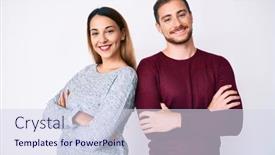  Presentation with clothes - Beautiful slides featuring beautiful-couple-wearing-casual-clothes backdrop and a sky blue colored foreground