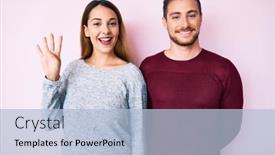  Presentation with clothes - Beautiful presentation design featuring beautiful-couple-wearing-casual-clothes backdrop and a light blue colored foreground