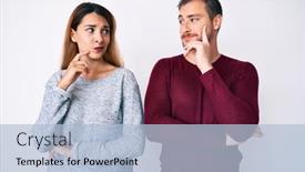  Presentation with clothes - Colorful PPT theme enhanced with beautiful-couple-wearing-casual-clothes backdrop and a light blue colored foreground