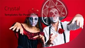  Presentation with zombie - PPT theme featuring beautiful-couple-wearing-day background and a crimson colored foreground