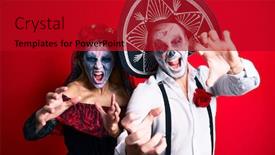  Presentation with zombie - Audience pleasing slide deck consisting of beautiful-couple-wearing-day backdrop and a crimson colored foreground