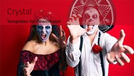  Presentation with zombie - Slide set with beautiful-couple-wearing-day background and a crimson colored foreground