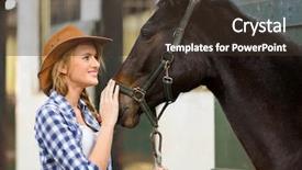  Presentation with cowgirl - Audience pleasing slides consisting of beautiful cowgirl and horse inside backdrop and a  colored foreground