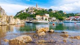  Presentation with coast - Slide deck having beautiful-croat-coast-vrbnik-town and a coral colored foreground
