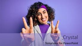  Presentation with victory sport - Beautiful PPT layouts featuring beautiful-curly-arab-sportswoman-doing backdrop and a light blue colored foreground