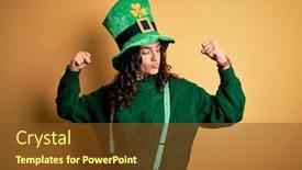  Presentation with curly hair - PPT theme consisting of beautiful-curly-hair-woman-wearing background and a tawny brown colored foreground