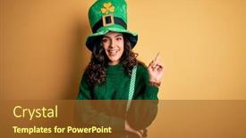  Presentation with clover - Colorful PPT layouts enhanced with beautiful-curly-hair-woman-wearing backdrop and a tawny brown colored foreground