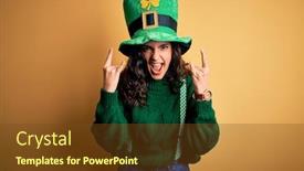  Presentation with green star - Theme with beautiful-curly-hair-woman-wearing background and a tawny brown colored foreground