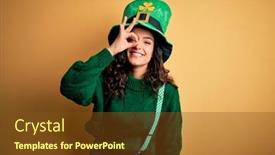  Presentation with clover - Beautiful theme featuring beautiful-curly-hair-woman-wearing backdrop and a tawny brown colored foreground