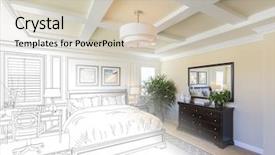  Presentation with custom - PPT theme consisting of beautiful custom bedroom drawing gradation background and a soft green colored foreground